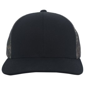 Pacific Headwear 108C Camo Snapback Trucker Cap - Black/Bottomland Country