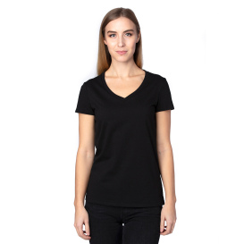 Threadfast 200RV Ladies Ultimate CVC V-Neck T-Shirt - Black