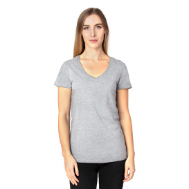 Threadfast 200RV Ladies Ultimate CVC V-Neck T-Shirt - Heather Grey