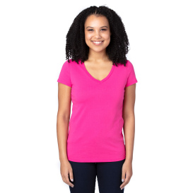 Threadfast 200RV Ladies Ultimate CVC V-Neck T-Shirt - Hot Pink