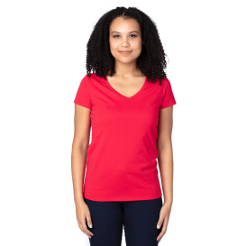 Threadfast 200RV Ladies Ultimate CVC V-Neck T-Shirt - Red