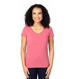 Threadfast 200RV Ladies Ultimate CVC V-Neck T-Shirt - Red Heather