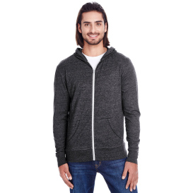 Threadfast 302Z Unisex Triblend Full-Zip Light Hoodie - Black Triblend