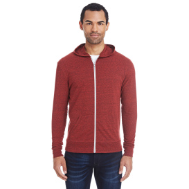 Threadfast 302Z Unisex Triblend Full-Zip Light Hoodie - Cardinal Black Triblend