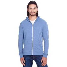 Threadfast 302Z Unisex Triblend Full-Zip Light Hoodie - Navy Triblend