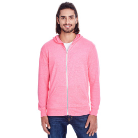 Threadfast 302Z Unisex Triblend Full-Zip Light Hoodie - Neon Pink Triblend