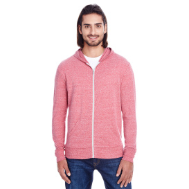 Threadfast 302Z Unisex Triblend Full-Zip Light Hoodie - Red Triblend