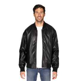 Threadfast 395J Unisex Bomber Jacket - Black Vegan Leather