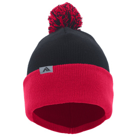 Pacific Headwear 641K Knit Fold-Over Pom-Pom Beanie - Black/Red