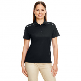 Core 365 78181R Ladies Radiant Performance Pique Polo with Reflective Piping - Black