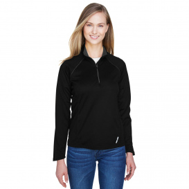 North End 78187 Ladies Radar 1/4-Zip Performance Long Sleeve Top - Black