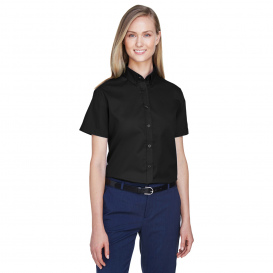 Core 365 78194 Ladies Optimum Short Sleeve Twill Shirt - Black