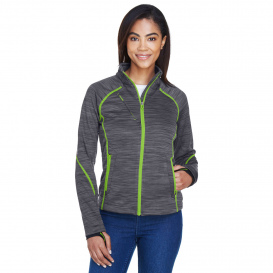 North End 78697 Ladies Flux Melange Bonded Fleece Jacket - Carbon/Acid Green