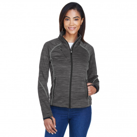 North End 78697 Ladies Flux Melange Bonded Fleece Jacket - Carbon/Black