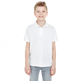 UltraClub 8210Y Youth Cool & Dry Mesh Pique Polo - White