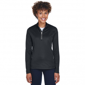 UltraClub 8230L Ladies Cool & Dry Sport Quarter-Zip Pullover - Black