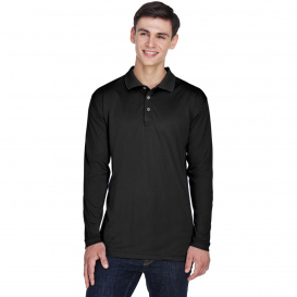 UltraClub 8405LS Men\'s Cool & Dry Sport Long-Sleeve Polo - Black