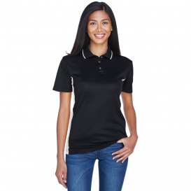 UltraClub 8406L Ladies Cool & Dry Sport Two-Tone Polo - Black/Stone