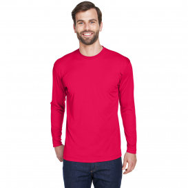 UltraClub 8422 Men\'s Cool & Dry Sport Long-Sleeve Performance Interlock T-Shirt - Red