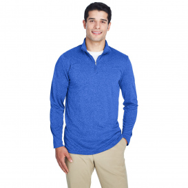 UltraClub 8618 Men\'s Cool & Dry Heathered Performance 1/4-Zip - Royal Heather