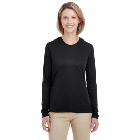 UltraClub 8622W Ladies Cool & Dry Performance Long Sleeve Top - Black