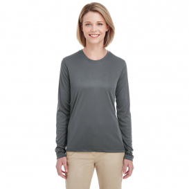 UltraClub 8622W Ladies Cool & Dry Performance Long Sleeve Top - Charcoal