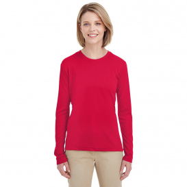 UltraClub 8622W Ladies Cool & Dry Performance Long Sleeve Top - Red