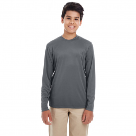 UltraClub 8622Y Youth Cool & Dry Performance Long Sleeve Top - Charcoal