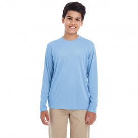 UltraClub 8622Y Youth Cool & Dry Performance Long Sleeve Top - Columbia Blue