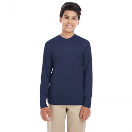 UltraClub 8622Y Youth Cool & Dry Performance Long Sleeve Top - Navy