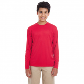 UltraClub 8622Y Youth Cool & Dry Performance Long Sleeve Top - Red