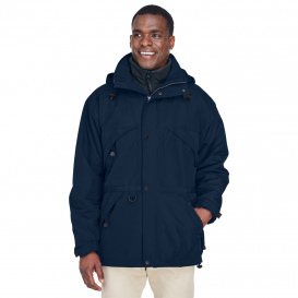 North End 88007 Adult 3-in-1 Parka with Dobby Trim - Midnight Navy