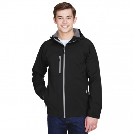 North End 88166 Men\'s Prospect Two Layer Fleece Bonded Soft Shell Hooded Jacket - Black