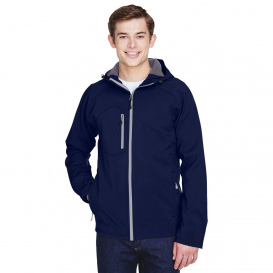 North End 88166 Men\'s Prospect Two Layer Fleece Bonded Soft Shell Hooded Jacket - Classic Navy
