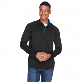 North End 88187 Men\'s Radar Quarter-Zip Performance Long Sleeve Top - Black/True Royal