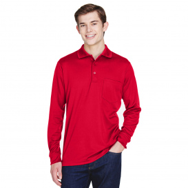 Core 365 88192P Adult Pinnacle Performance Long-Sleeve Pique Polo with Pocket - Classic Red