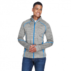 North End 88697 Men\'s Flux Melange Bonded Fleece Jacket - Platinum/Olympic Blue