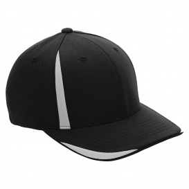 Team 365 ATB102 Flexfit Adult Pro-Formance Front Sweep Cap - Black/Sport Silver