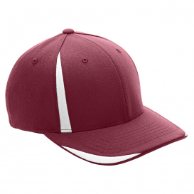 Team 365 ATB102 Flexfit Adult Pro-Formance Front Sweep Cap - Sport Maroon/White