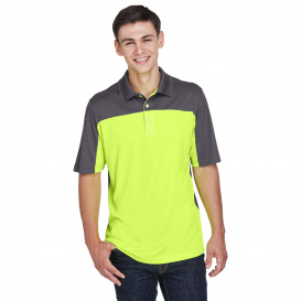 Core 365 CE101 Men\'s Balance Colorblock Performance Pique Polo - Safety Yellow/Carbon