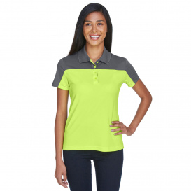 Core 365 CE101W Ladies Balance Colorblock Performance Pique Polo - Safety Yellow/Carbon