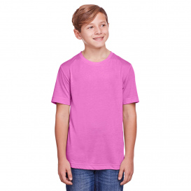 Core 365 CE111Y Youth Fusion ChromaSoft Performance T-Shirt - Charity Pink