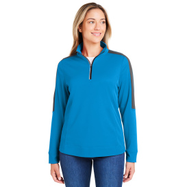 Core 365 CE404W Ladies Market Snag Protect Mesh Colorblock Quarter-Zip - Electric Blue/Carbon