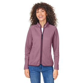 Core 365 CE72W Ladies Venture Heathered Stripe Full-Zip - Burgundy/White