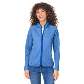 Core 365 CE72W Ladies Venture Heathered Stripe Full-Zip - True Royal/White