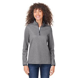 Core 365 CE73W Ladies Venture Heathered Stripe Quarter-Zip - Black/White