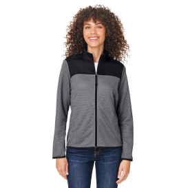 Core 365 CE74W Ladies Venture Heathered Stripe Hybrid Jacket - Black/White