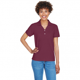 Devon & Jones D100W Ladies Pima Pique Y-Collar Polo - Burgundy