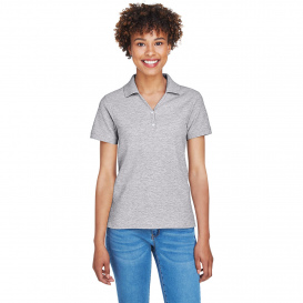 Devon & Jones D100W Ladies Pima Pique Y-Collar Polo - Grey Heather