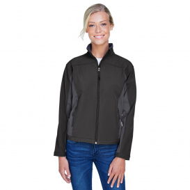 Devon & Jones D997W Ladies Soft Shell Colorblock Jacket - Black/Dark Charcoal